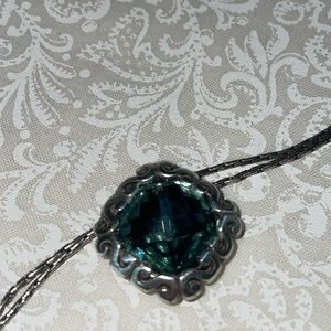Brighton Danube Blue Pendant Necklace Large SWAROVSKI Crystal Scroll RETIRED 18”